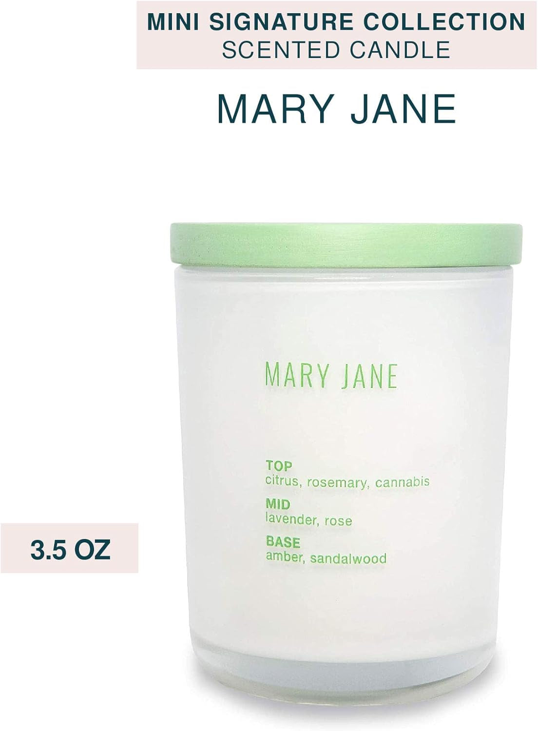 Mini Scented Candle by  - Mary Jane - 3.5-Ounce Coconut-Soy Blend Wax Scented Jar Candle for Home & Office or Travel - Burns up to 26 Hours