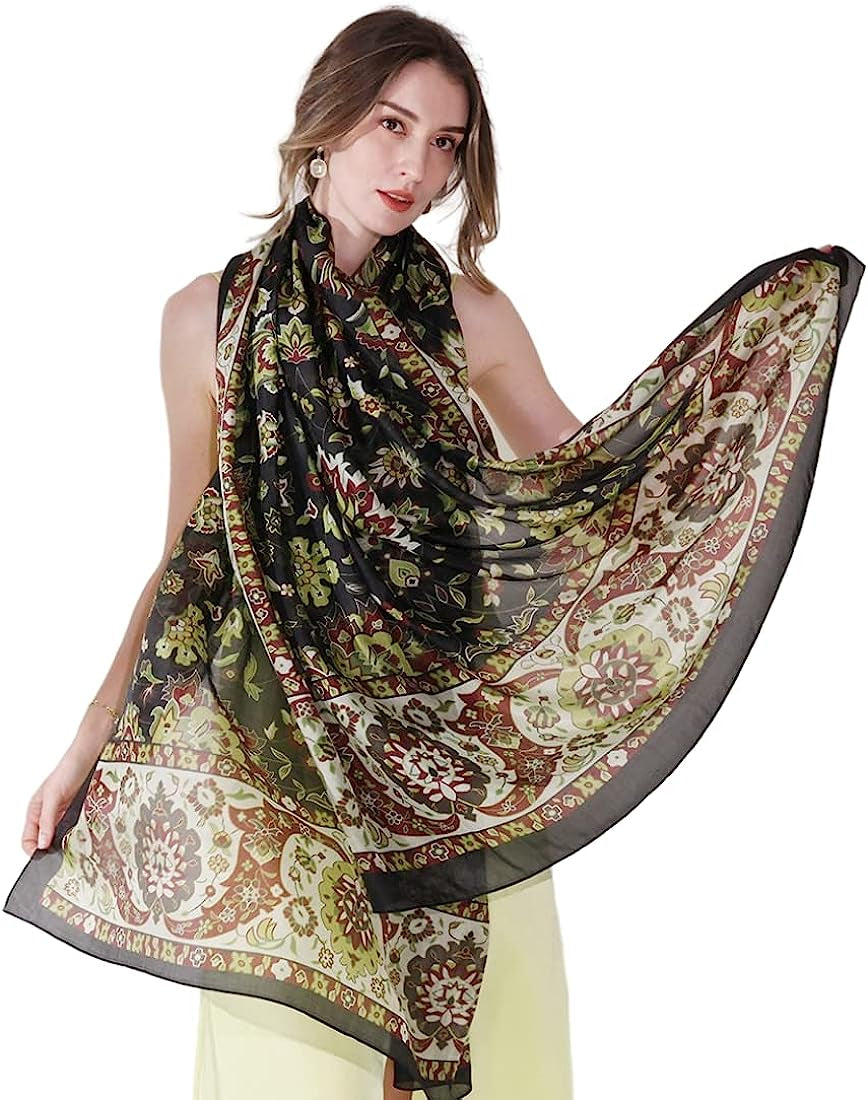 Xinmurffy Mulberry Silk Fashion Travel Scarf for Women Lightweight Large Pashmin