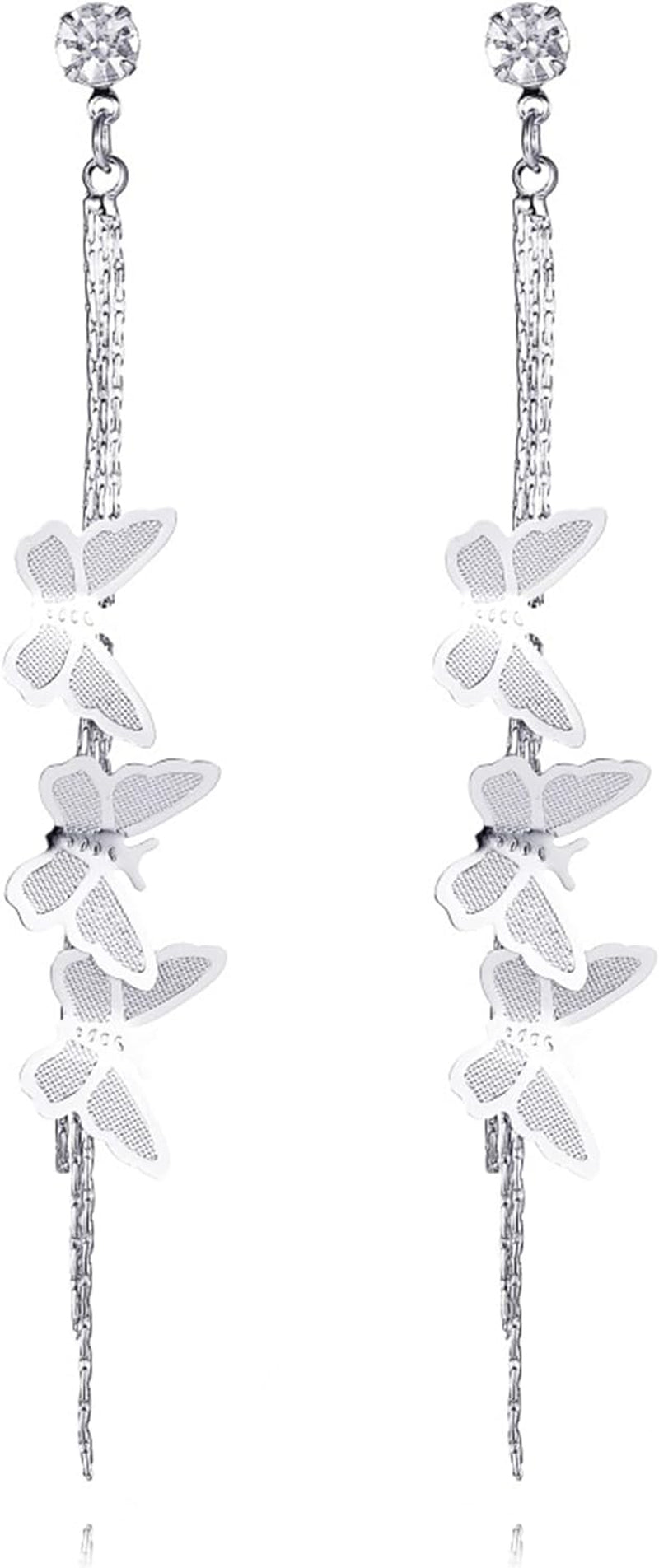 Long Tassel Earrings for Women Butterfly Leaf Glossy Arc Bar Long Thread Geometric Metal Chain Dangle Earrings for Women