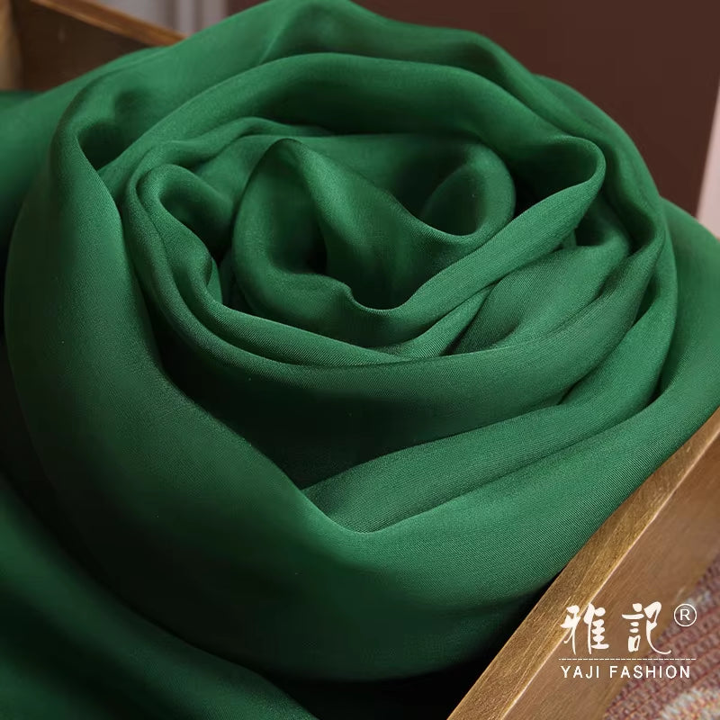 100% Real Silk Scarf Women Natural Silk Chiffon Scarf Dark Green Foulard Femme Lady Silk Shawls Wraps for Ladies Solid