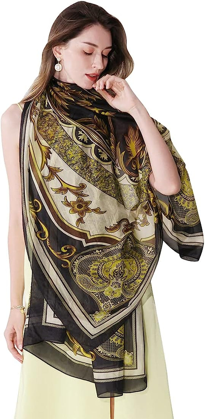 Xinmurffy Mulberry Silk Fashion Travel Scarf for Women Lightweight Large Pashmin