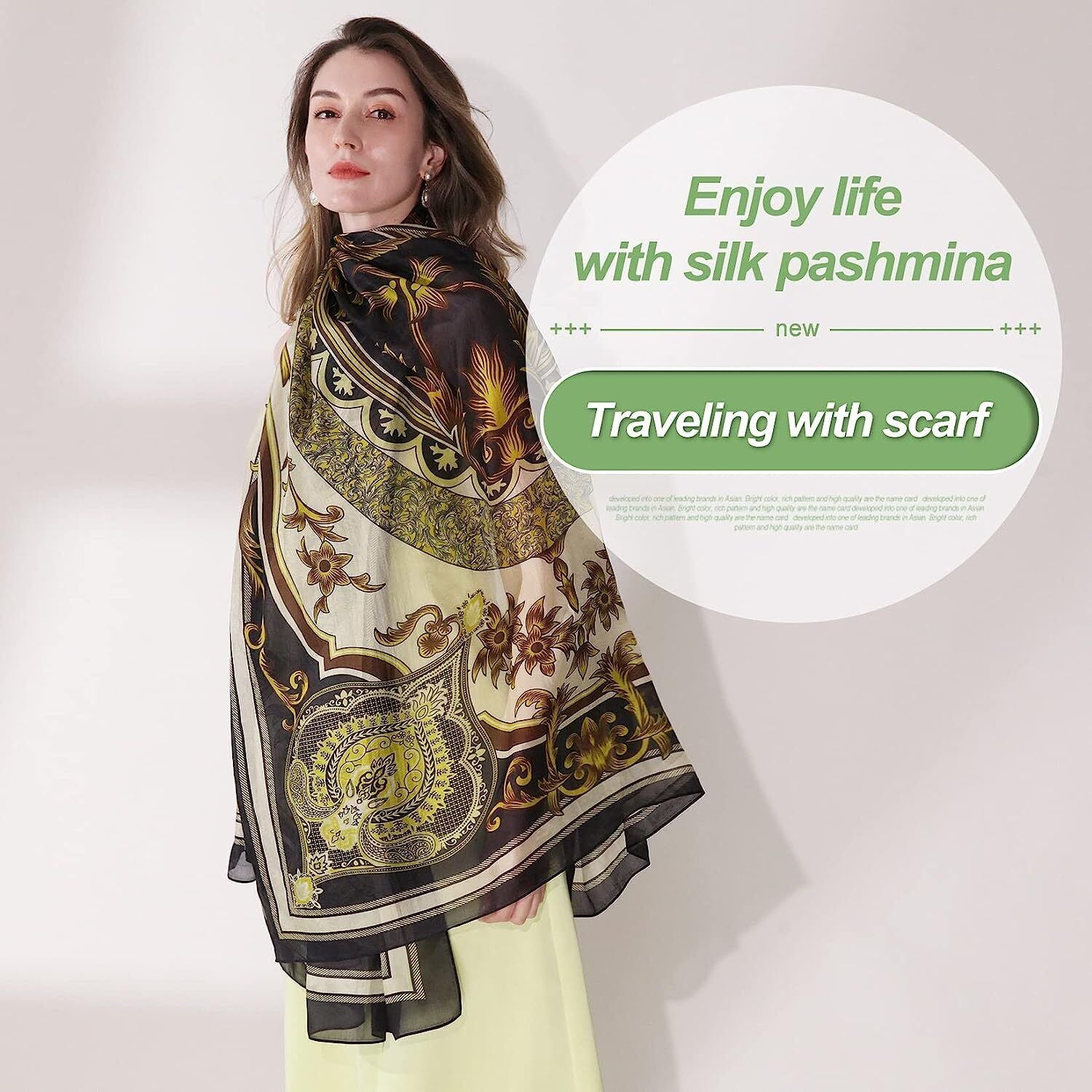 Xinmurffy Mulberry Silk Fashion Travel Scarf for Women Lightweight Large Pashmin