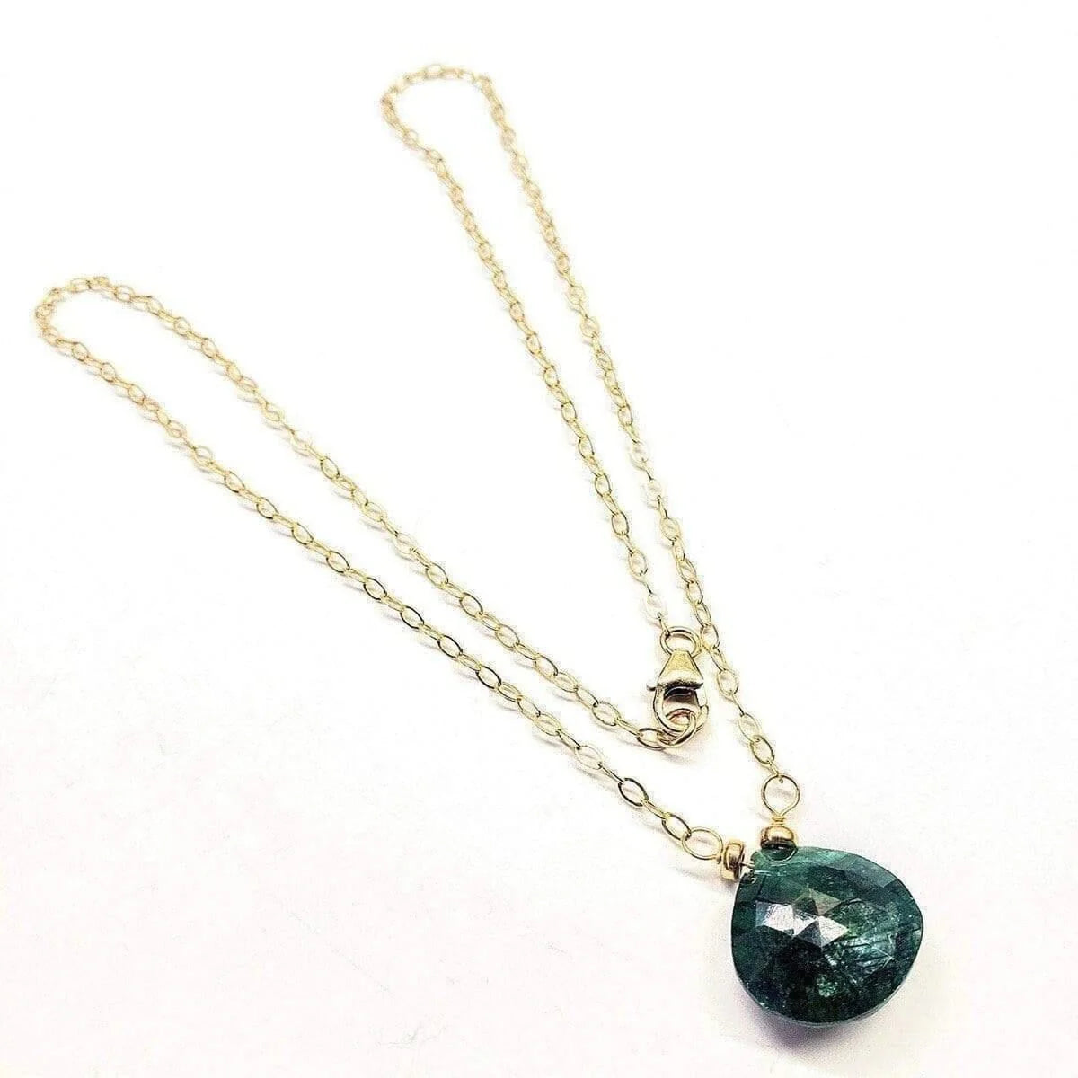 14 KT Gold Filled Emerald Pear Drop Necklace