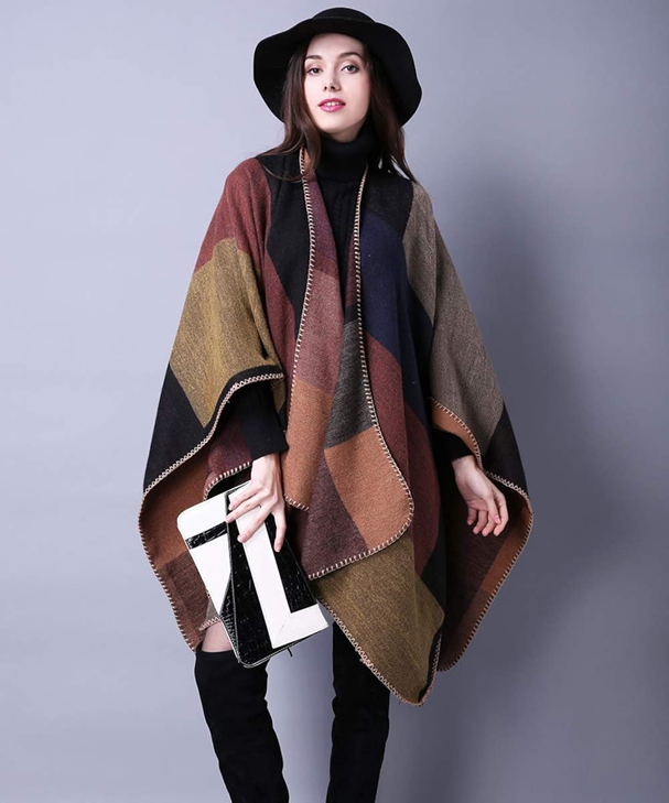 Women's Shawls and Wraps Open Front Poncho