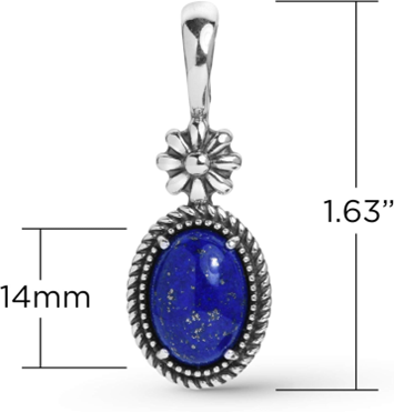 American West Sterling Silver Women’s Pendant Enhancer Oval-shaped Gemstone Native Desert Flower Design