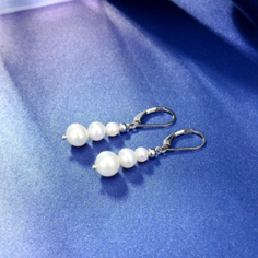 925 Sterling Silver Freshwater Cultured Pearl Size 4-8mm Dangle Lever back Earrings for Women