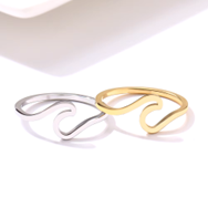 316L Stainless Steel Ring Fashion Simple Wave Rings for Women White Gold Color