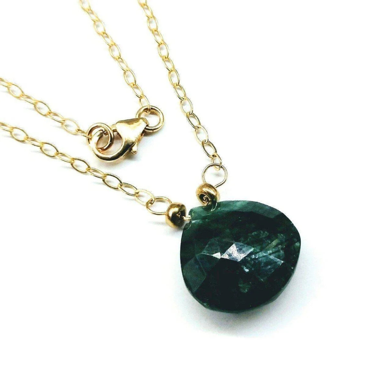 14 KT Gold Filled Emerald Pear Drop Necklace