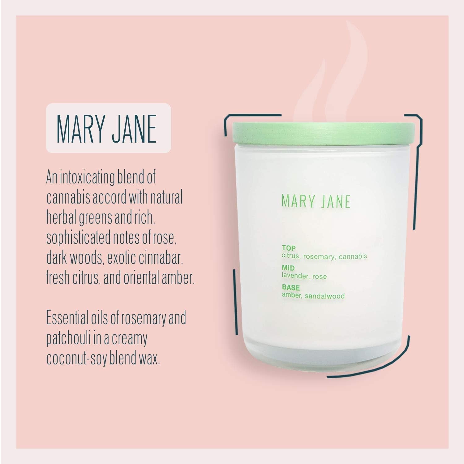 Mini Scented Candle by  - Mary Jane - 3.5-Ounce Coconut-Soy Blend Wax Scented Jar Candle for Home & Office or Travel - Burns up to 26 Hours