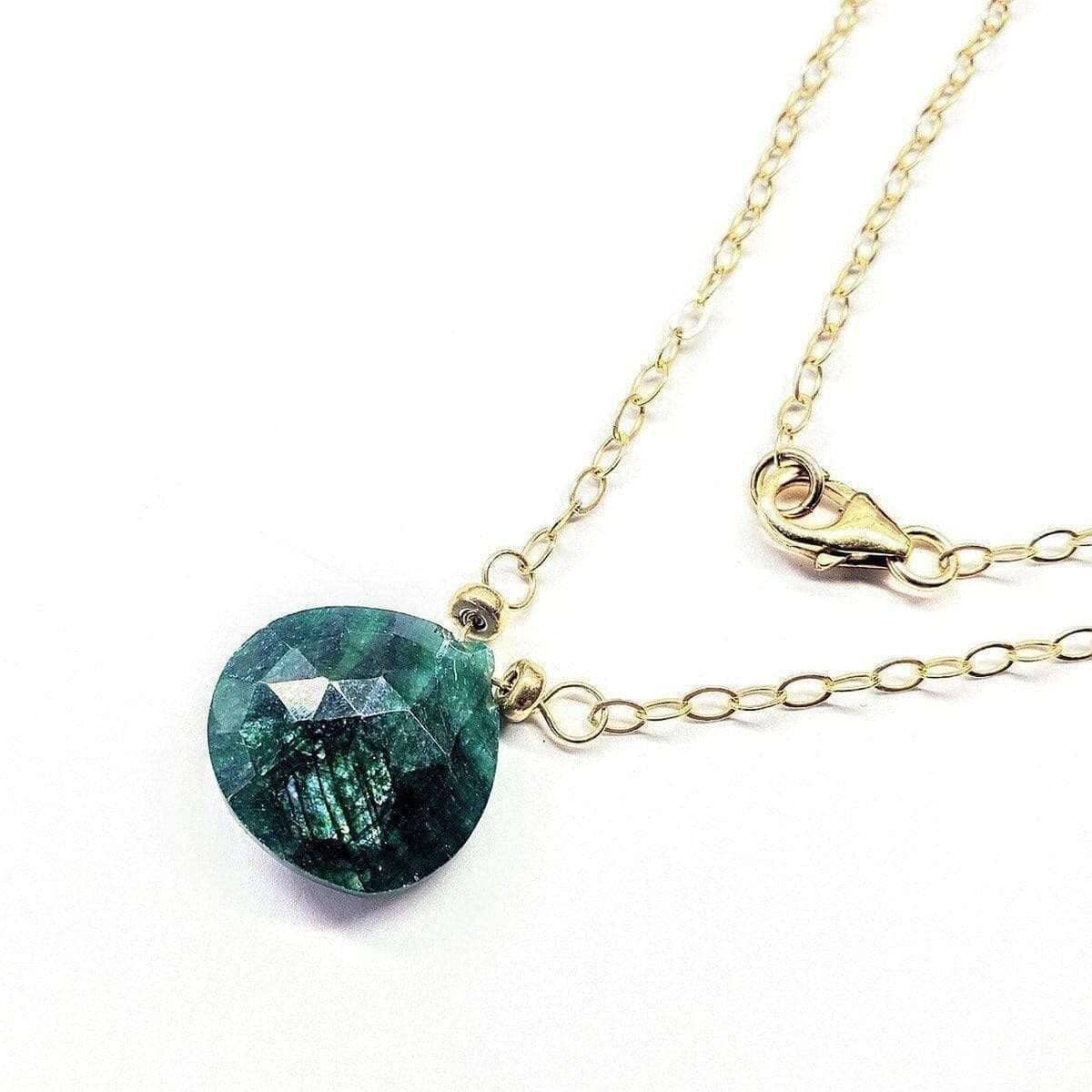 14 KT Gold Filled Emerald Pear Drop Necklace