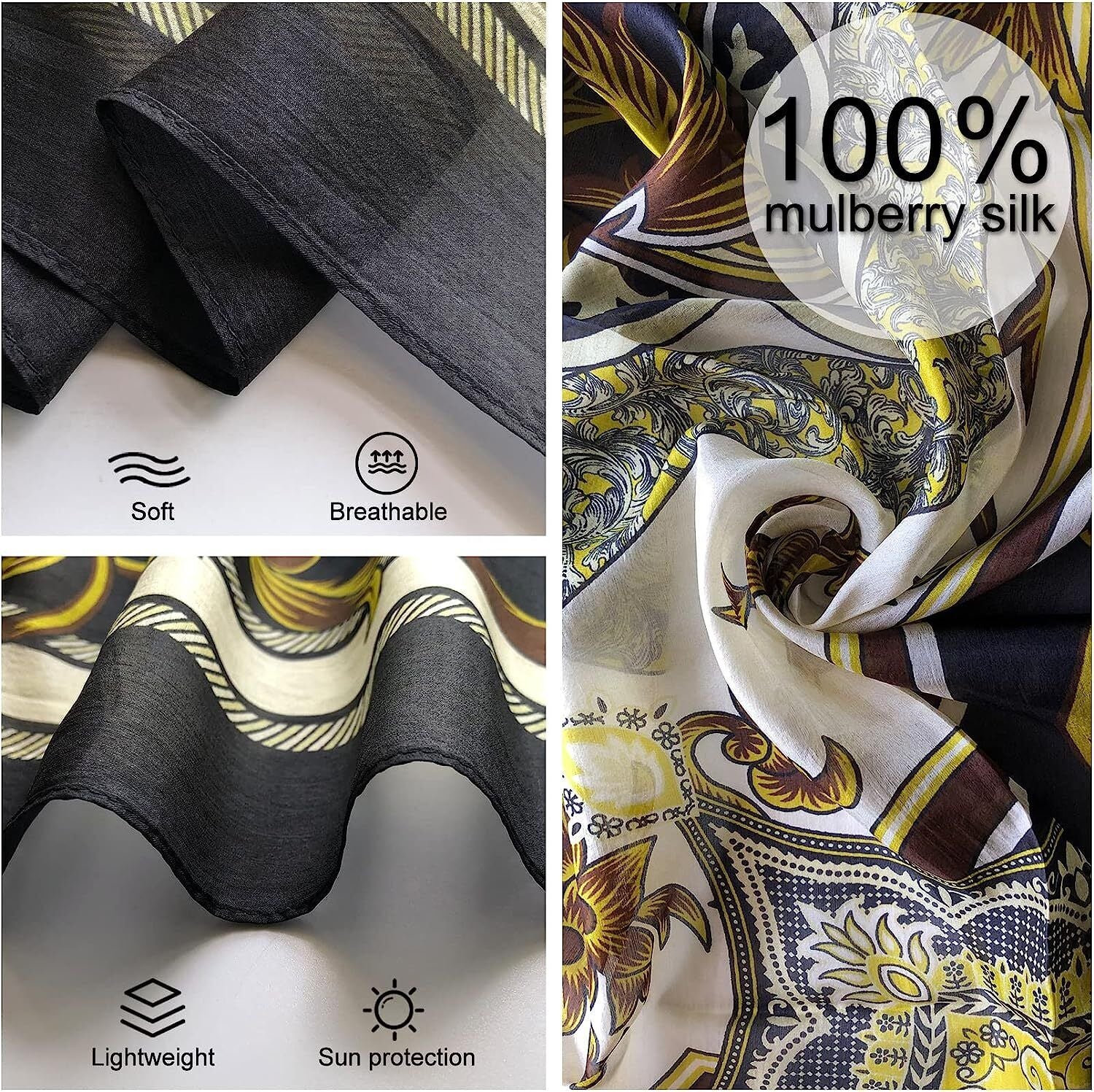 Xinmurffy Mulberry Silk Fashion Travel Scarf for Women Lightweight Large Pashmin