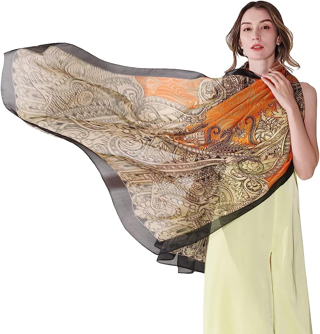 Xinmurffy Mulberry Silk Fashion Travel Scarf for Women Lightweight Large Pashmin