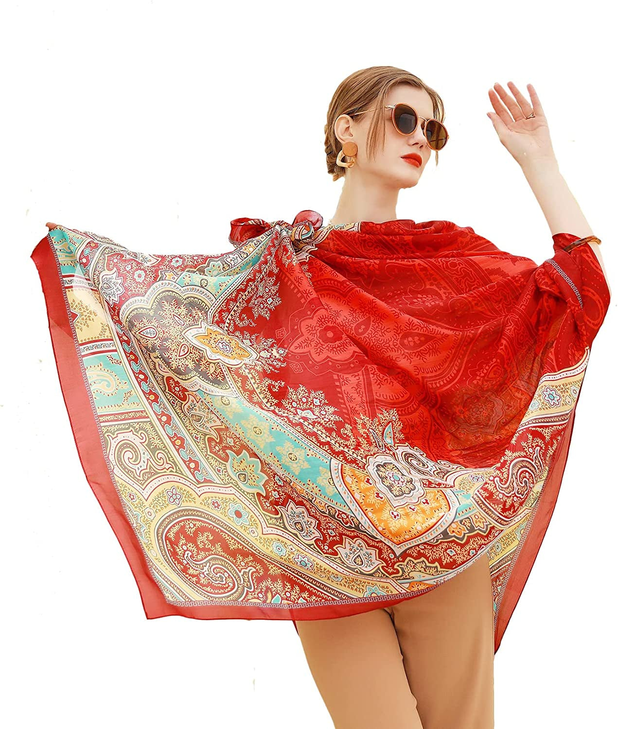 Xinmurffy Mulberry Silk Fashion Travel Scarf for Women Lightweight Large Pashmin