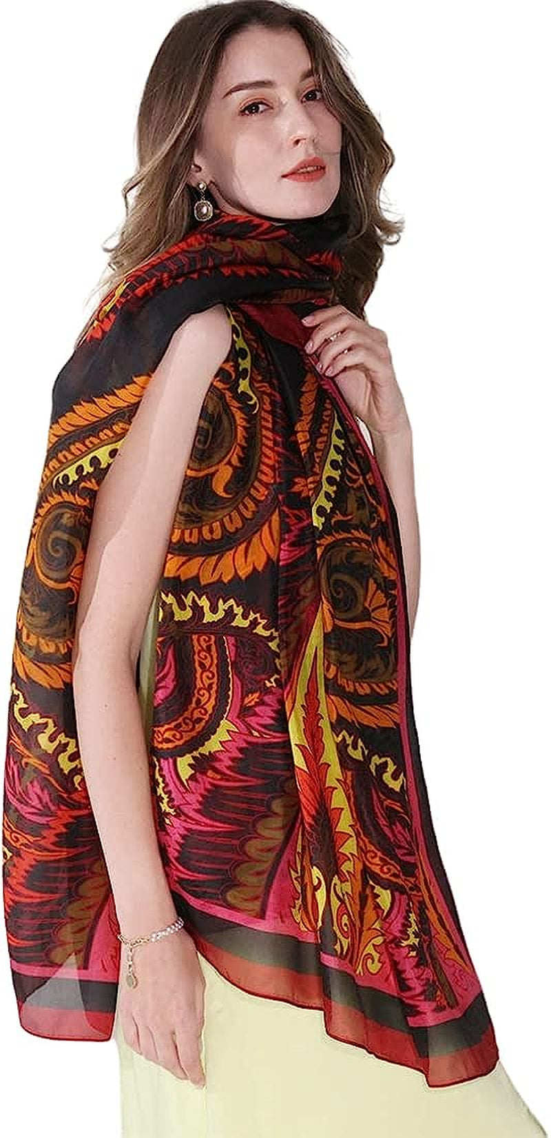 Xinmurffy Mulberry Silk Fashion Travel Scarf for Women Lightweight Large Pashmin